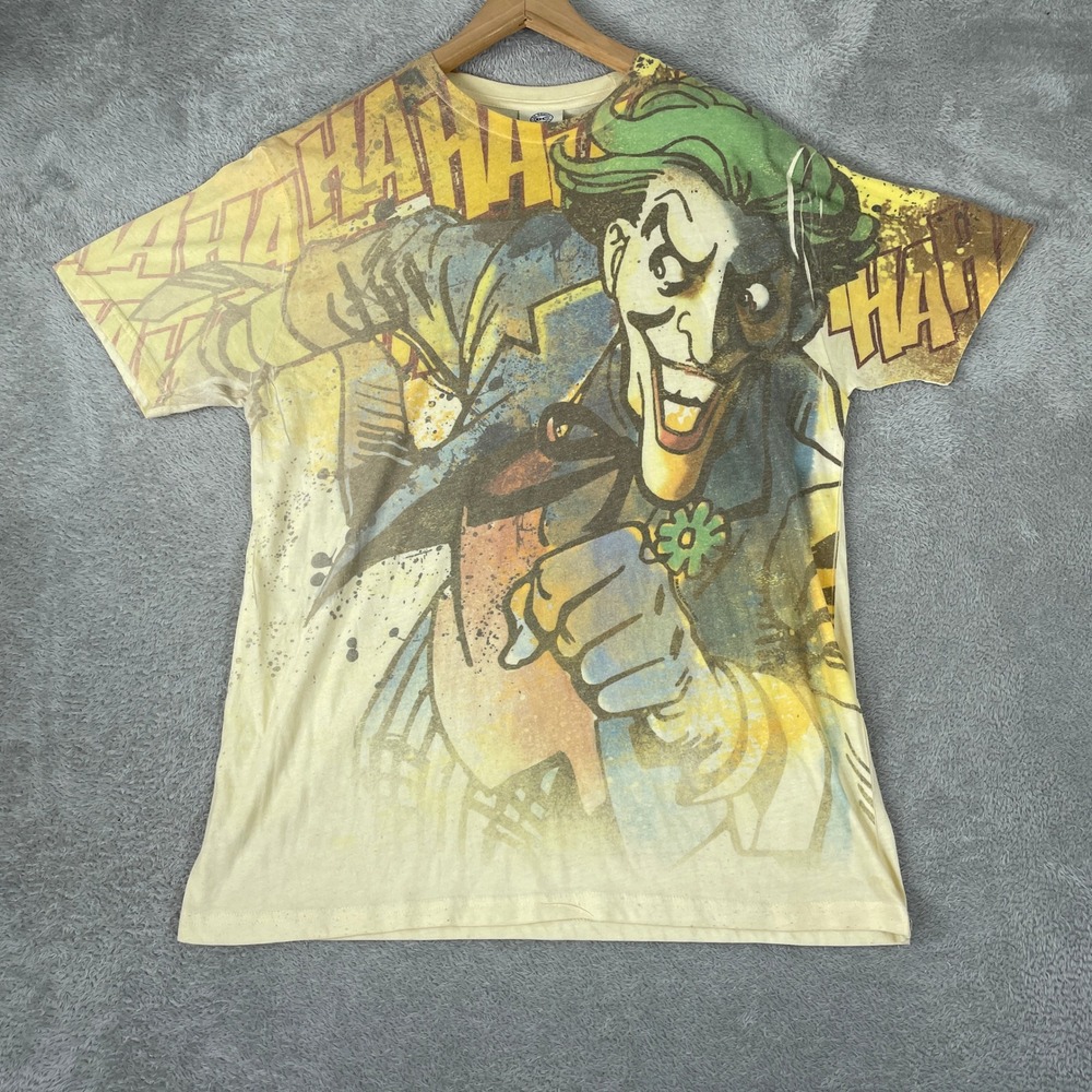 The Joker DC Comics Originals Shirt Mens Large Yellow Y2K Batman Villain AOP